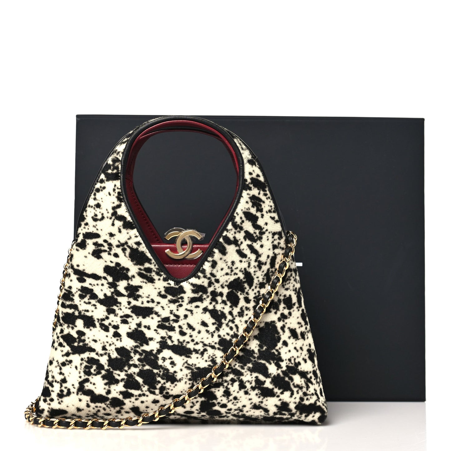Pony Hair Printed Chic Lady Small Shopping Tote White Black