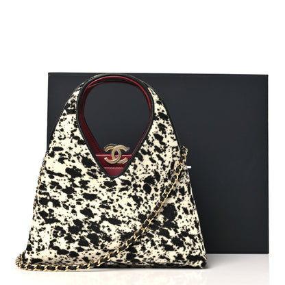 Chanel Pony Hair Printed Chic Lady Small Shopping Tote White Black 11 of 11
