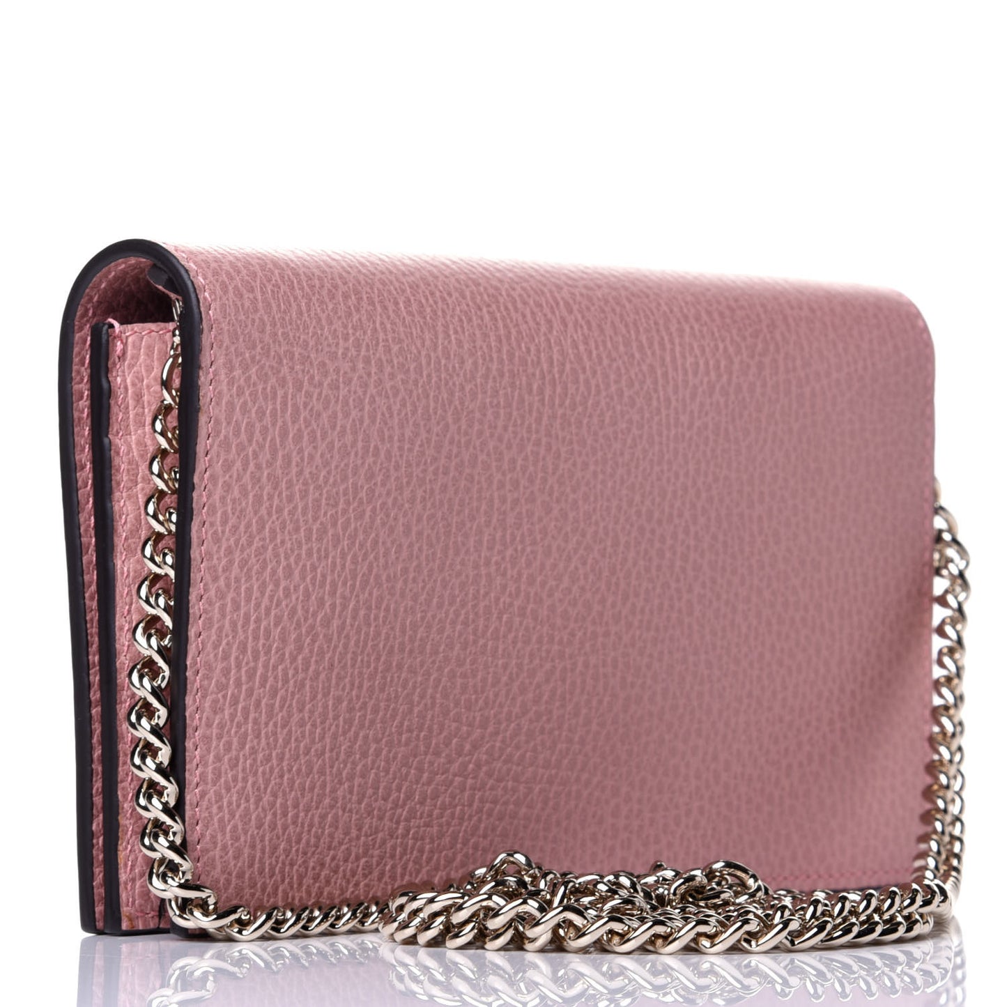 Dollar Calfskin Medium Betty Chain Wallet Soft Pink