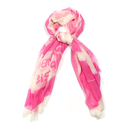Chanel Cashmere CC Rue Cambon Fringe Scarf Pink 1 of 4