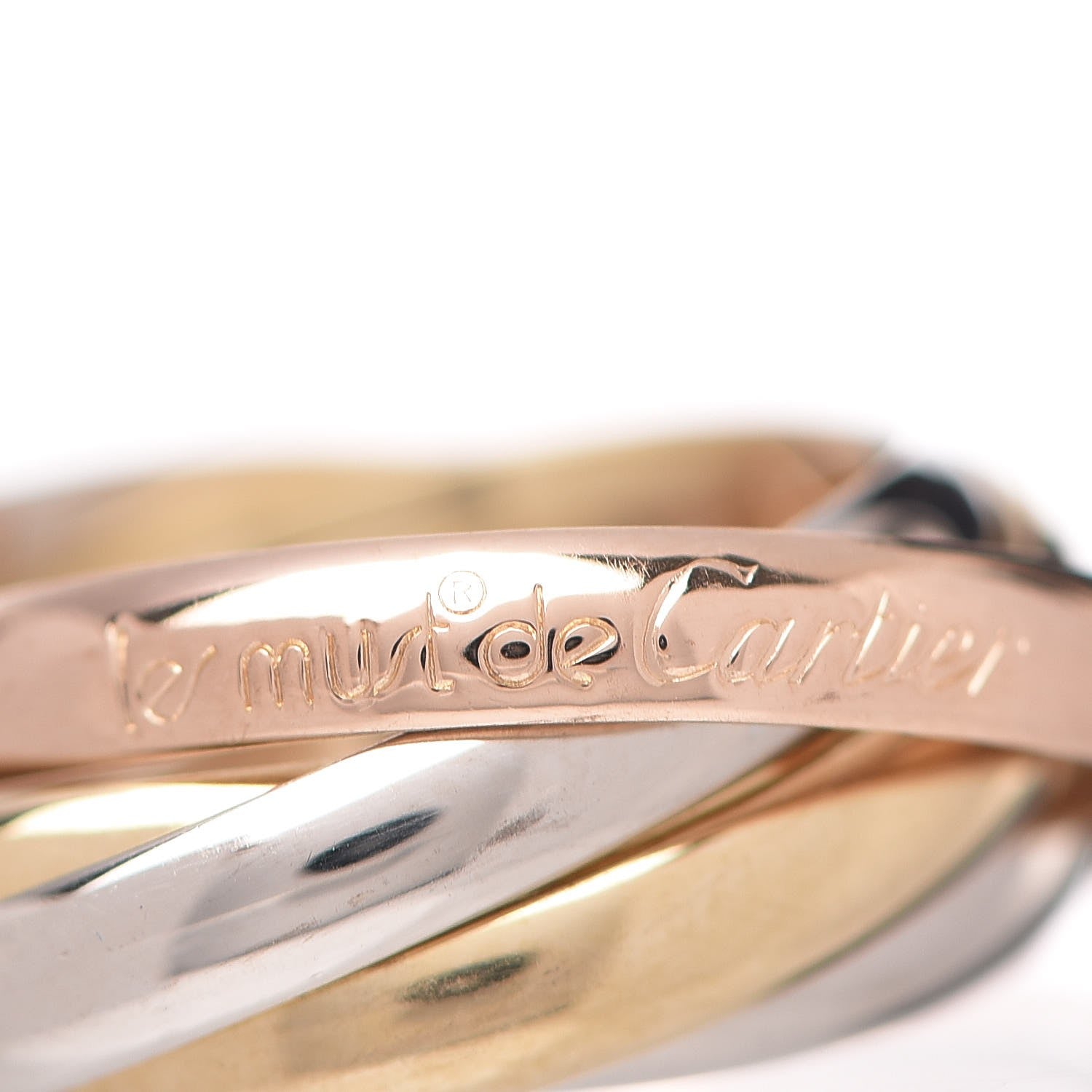 Cartier 18K Pink Yellow White Gold Les Must De Trinity Five Band Ring 51 5.75 4 of 6