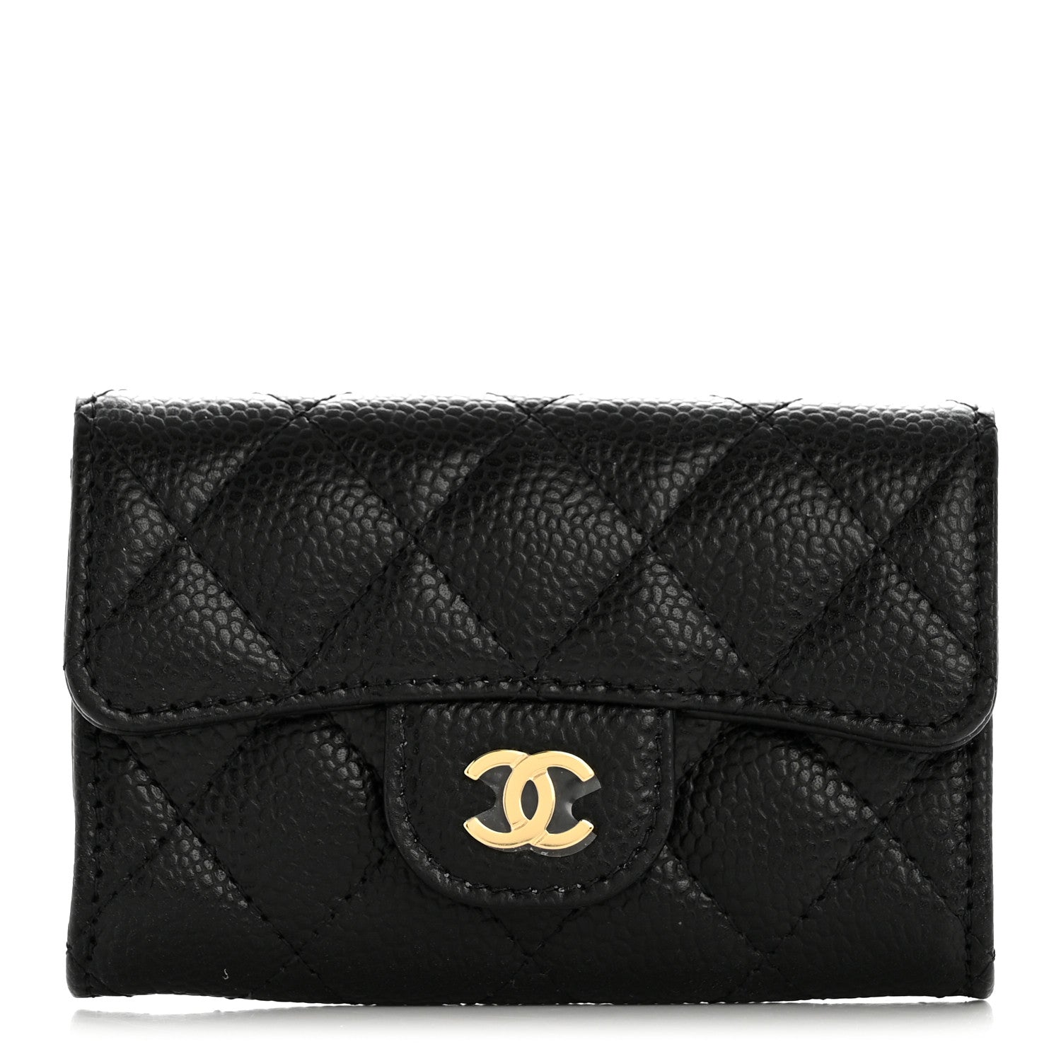 Chanel Caviar Quilted Flap Card Holder Wallet Black 1 of 8