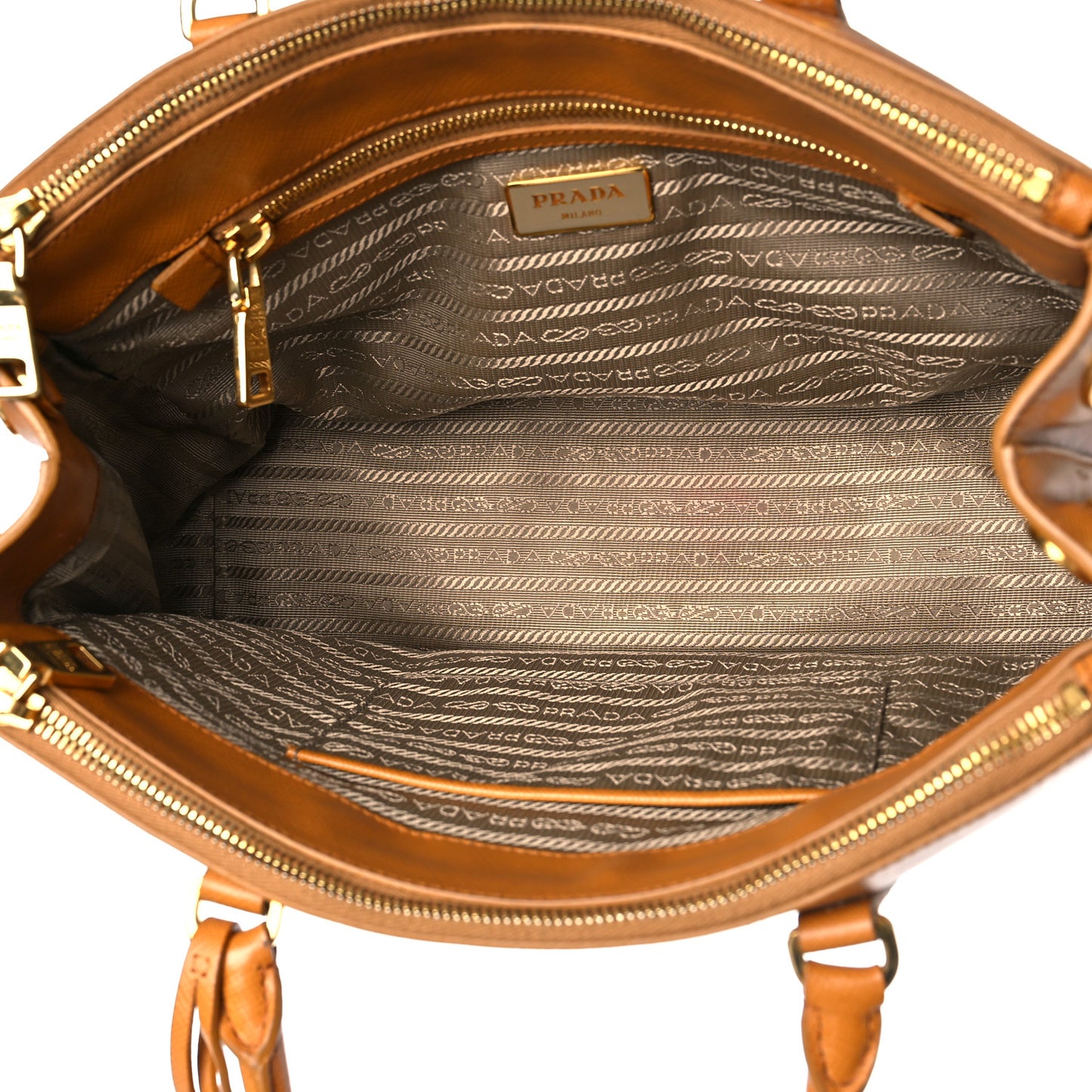 Saffiano Small Galleria Double Zip Tote Cannella