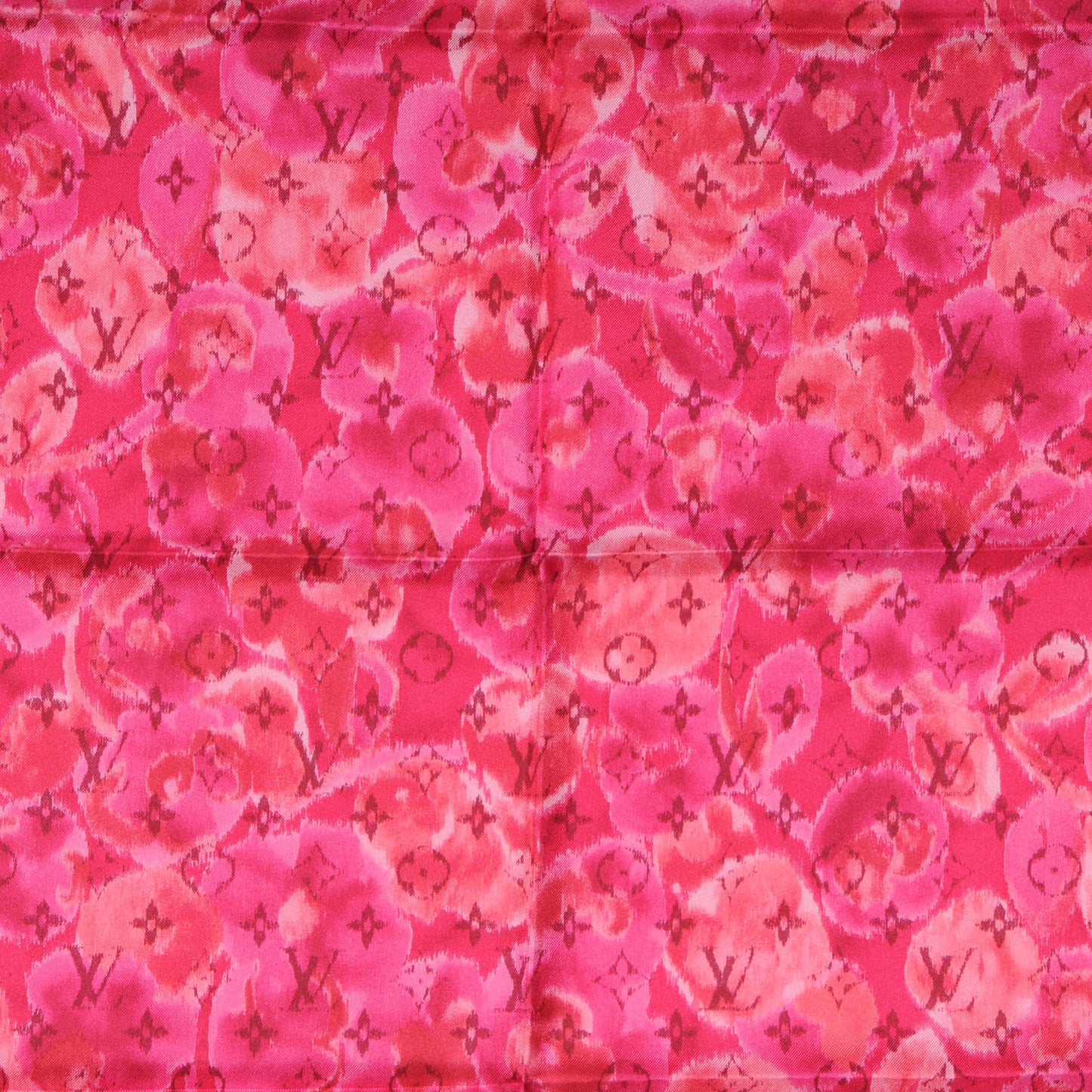 Silk Monogram Ikat Summer Square Scarf Rose Indien