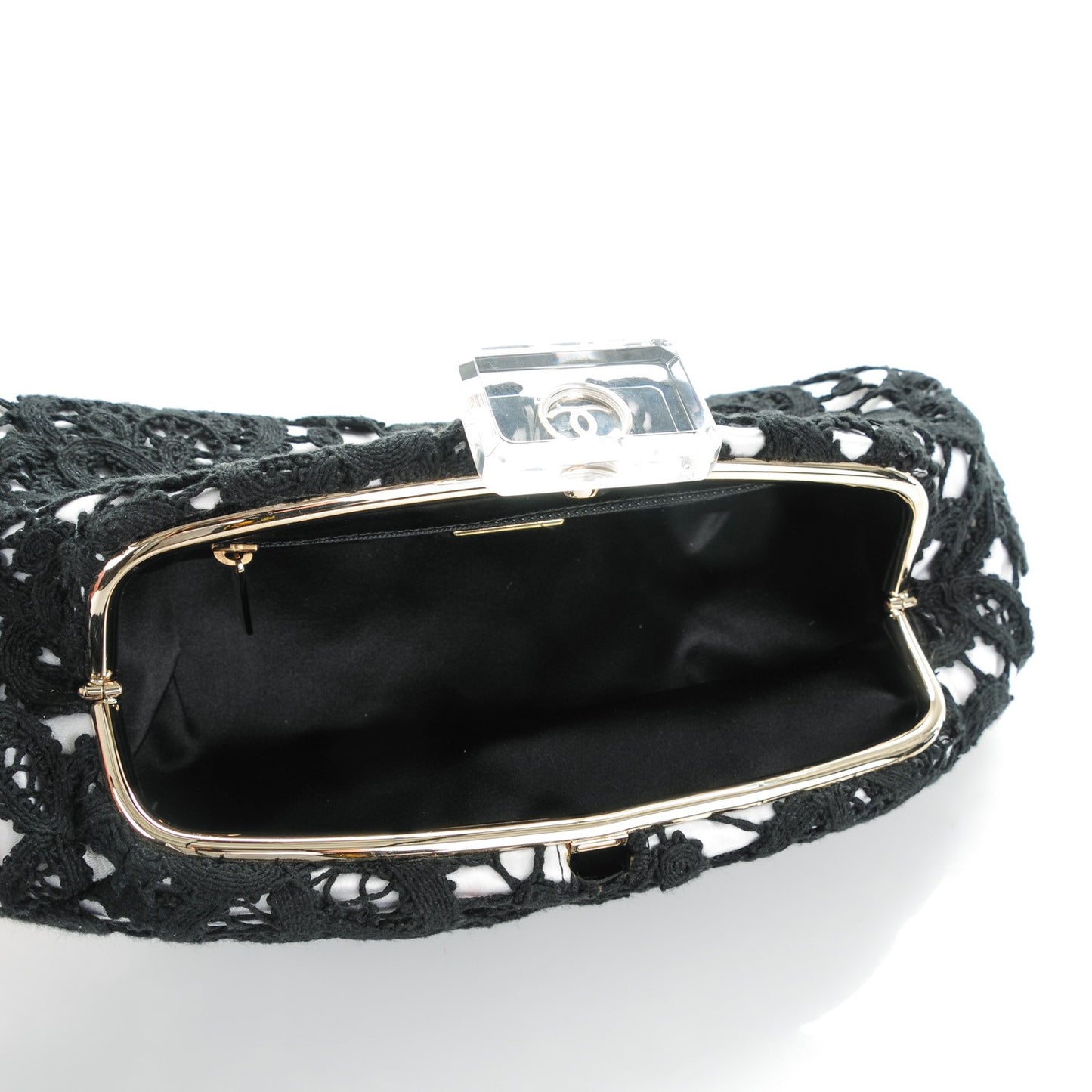 Lace Timeless Perfume Bottle Top Clutch Black White