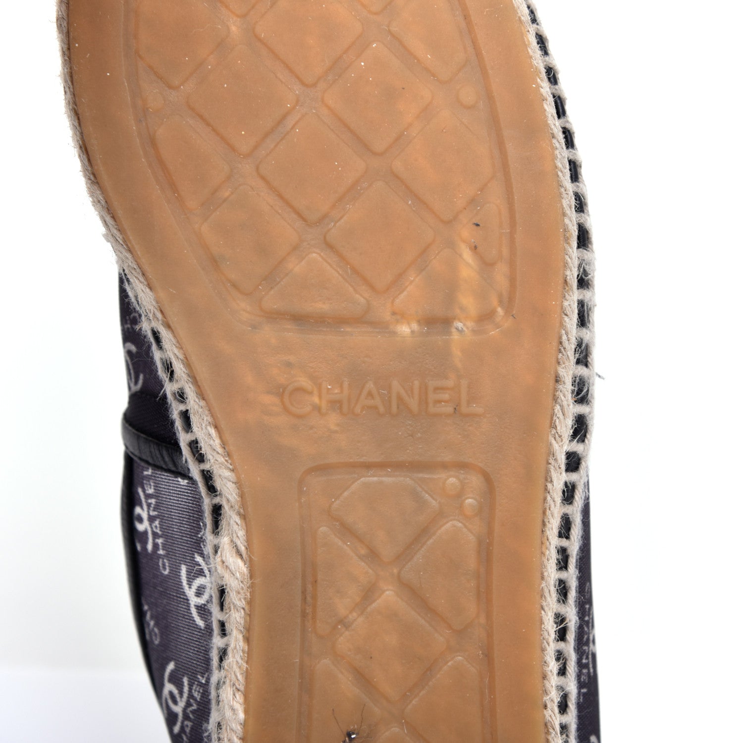 Chanel Mesh Grosgrain CC Espadrilles 39 Black White 6 of 8