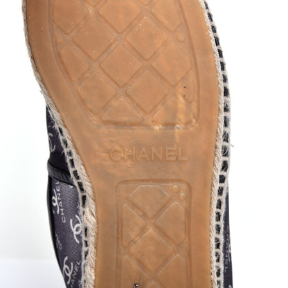 Chanel Mesh Grosgrain CC Espadrilles 39 Black White 6 of 8