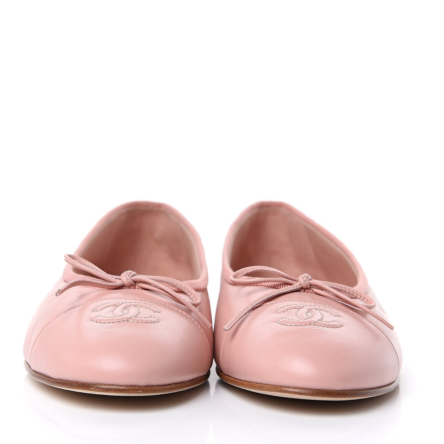 Crumpled Calfskin Cap Toe CC Ballerina Flats 40 Powder Pink