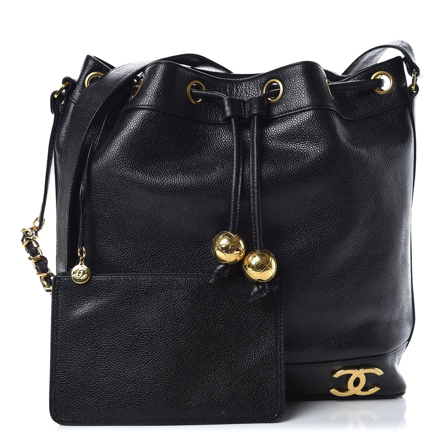 Chanel Caviar CC Drawstring Shoulder Bag Black 1 of 12