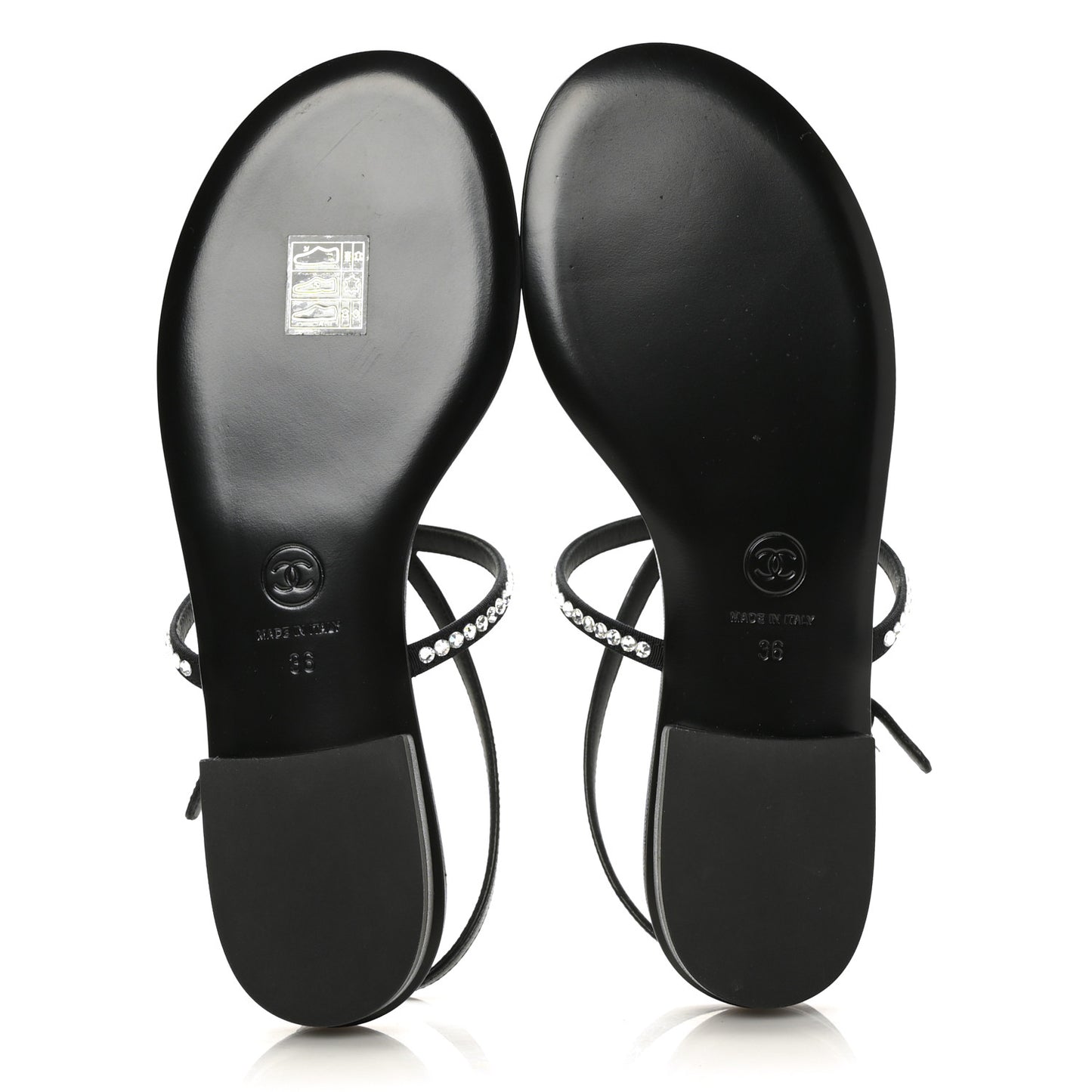 Crystal CC Thong Sandals 36 Black