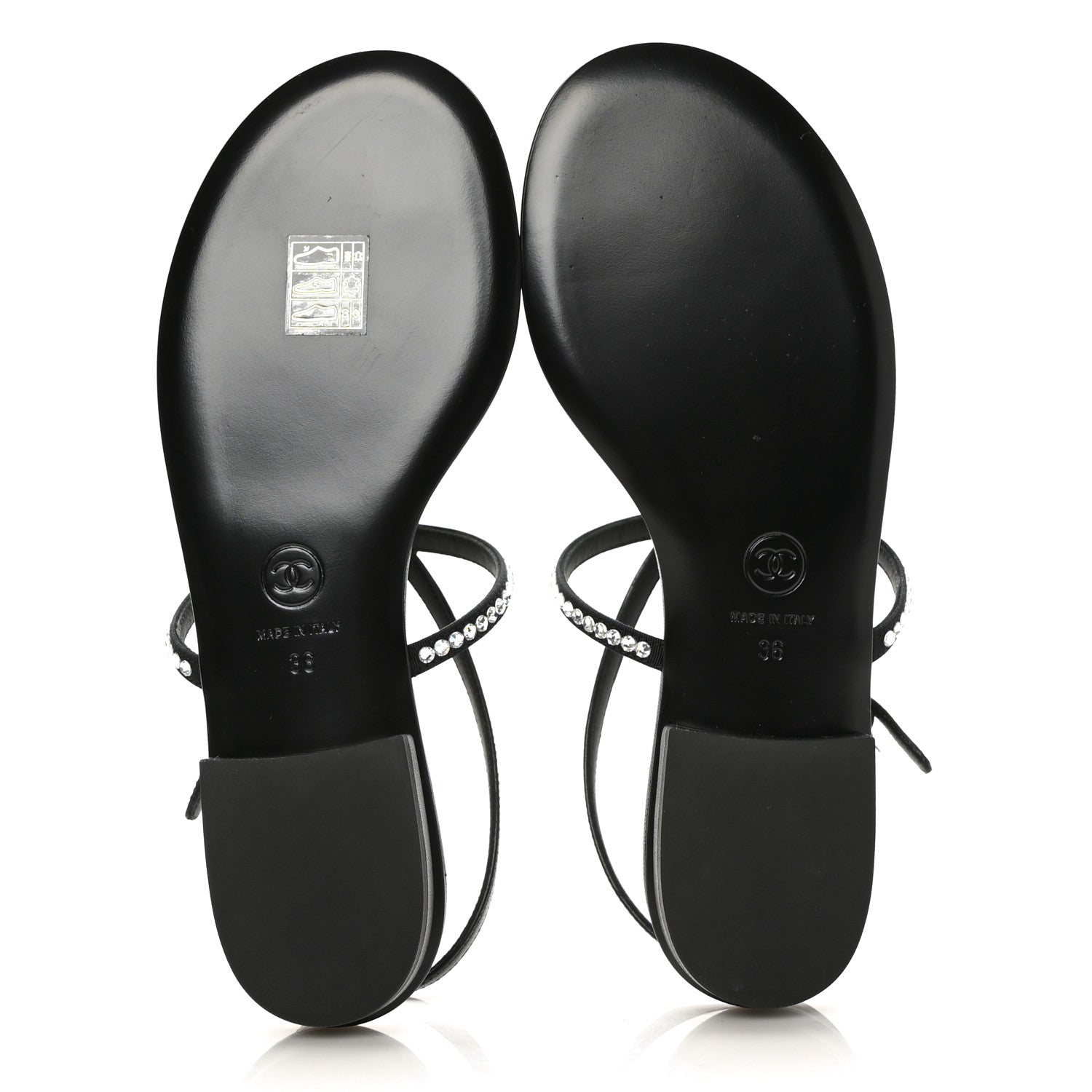 Chanel Crystal CC Thong Sandals 36 Black 5 of 7