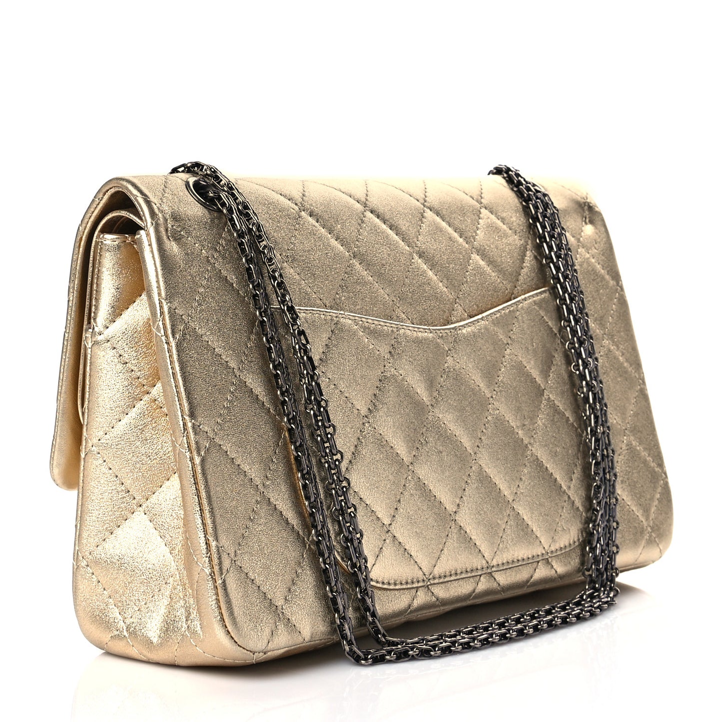 Metallic Aged Calfskin Quilted 2.55 Reissue 227 Flap Gold