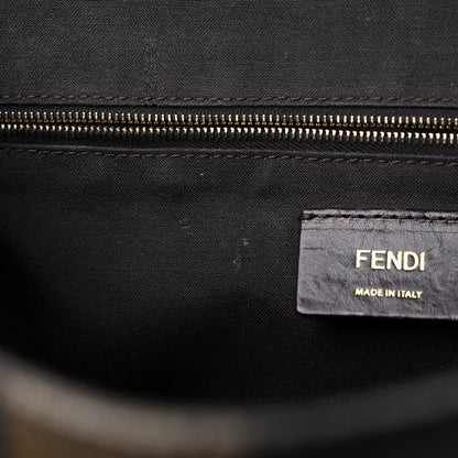 Fendi Pequin Spalmati Vitello Flamingo Shoulder Bag Tobacco Blue Neon 12 of 17