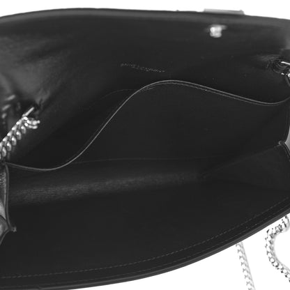 Saint Laurent Calfskin Crocodile Embossed Monogram Uptown Chain Wallet Black 6 of 14