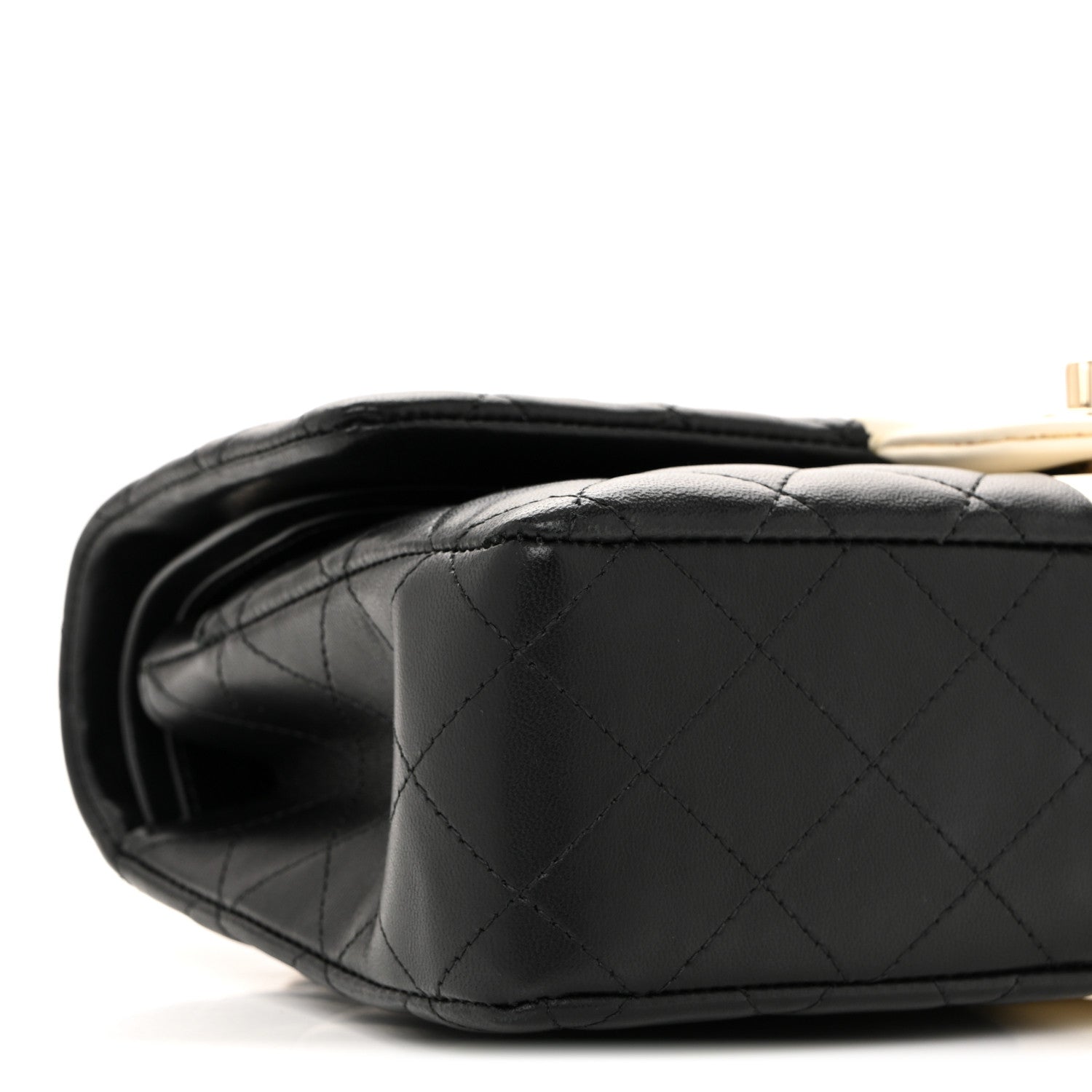 Chanel Lambskin Quilted Medium Double Flap Black White 9 of 15