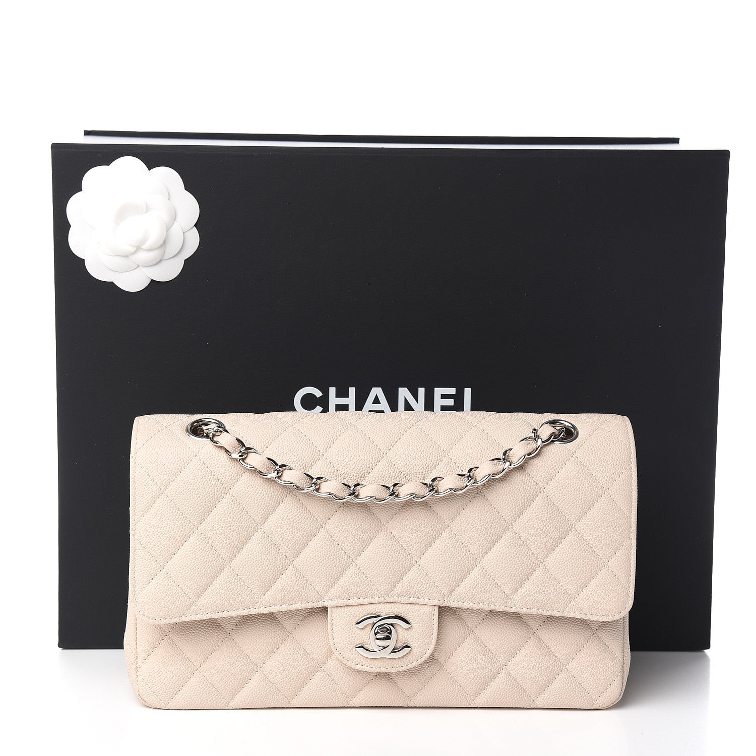 Chanel Caviar Quilted Medium Double Flap Ivory 10 of 10