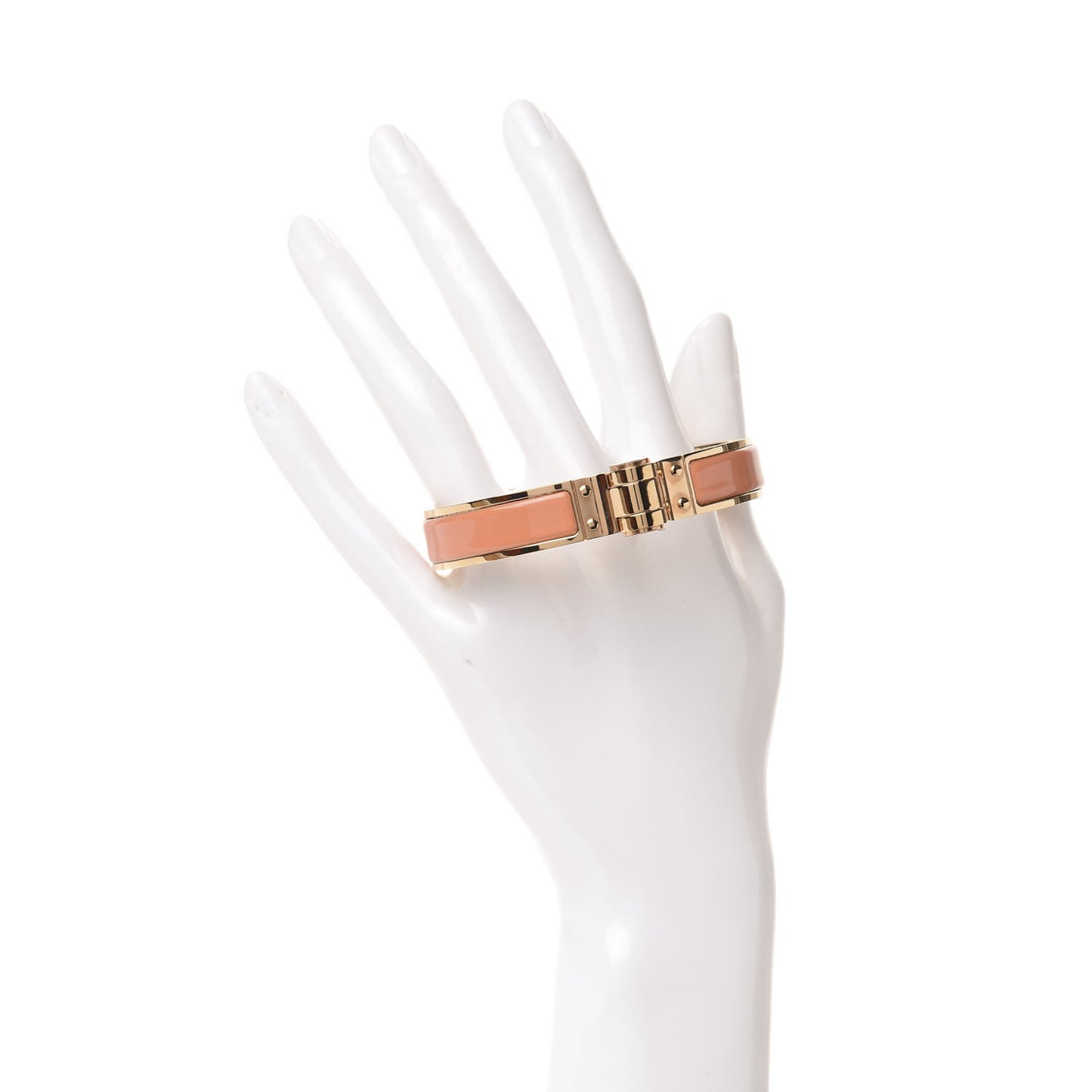 Enamel Charniere Uni Narrow Hinged Bracelet M Orange Papaye