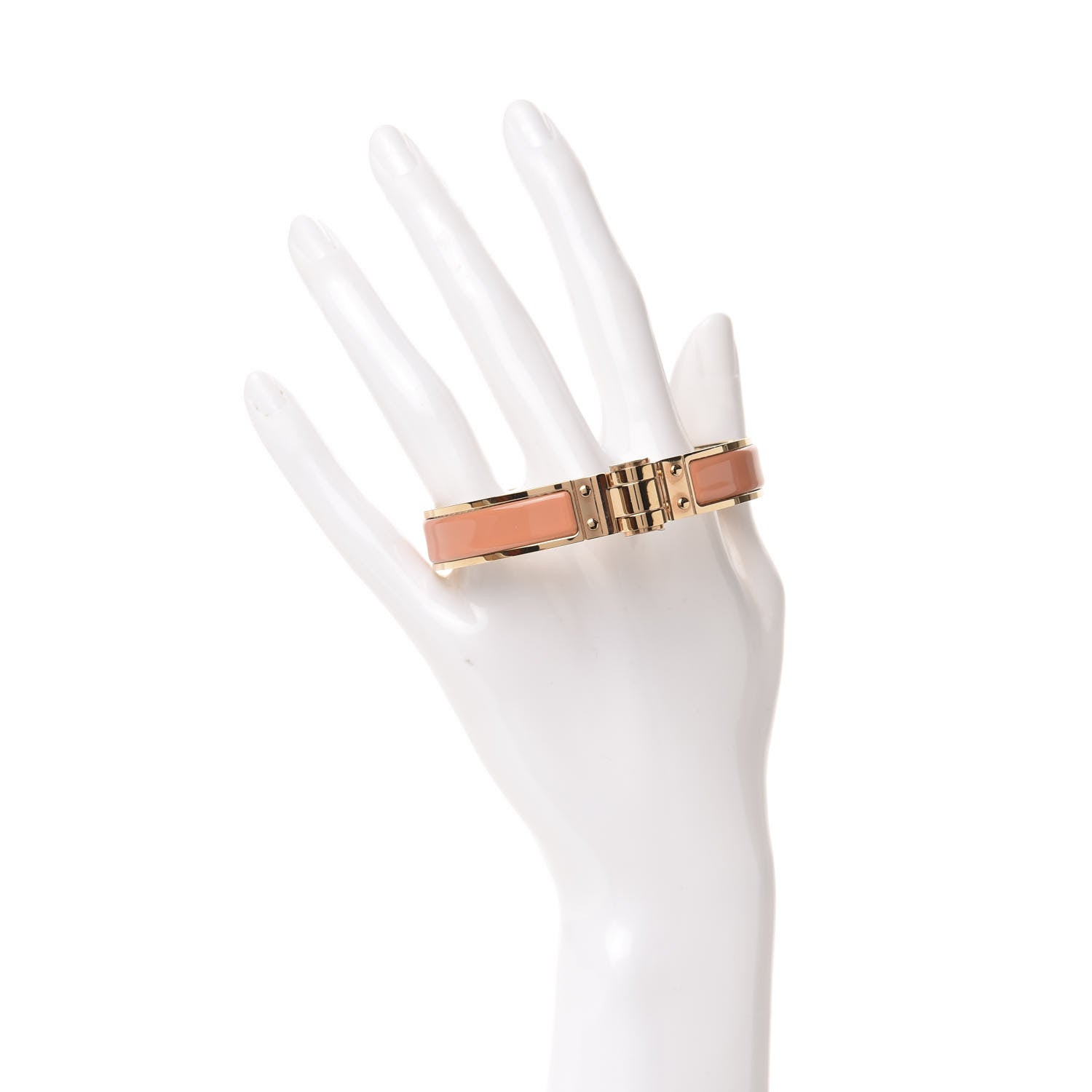 Hermes Enamel Charniere Uni Narrow Hinged Bracelet M Orange Papaye 2 of 4