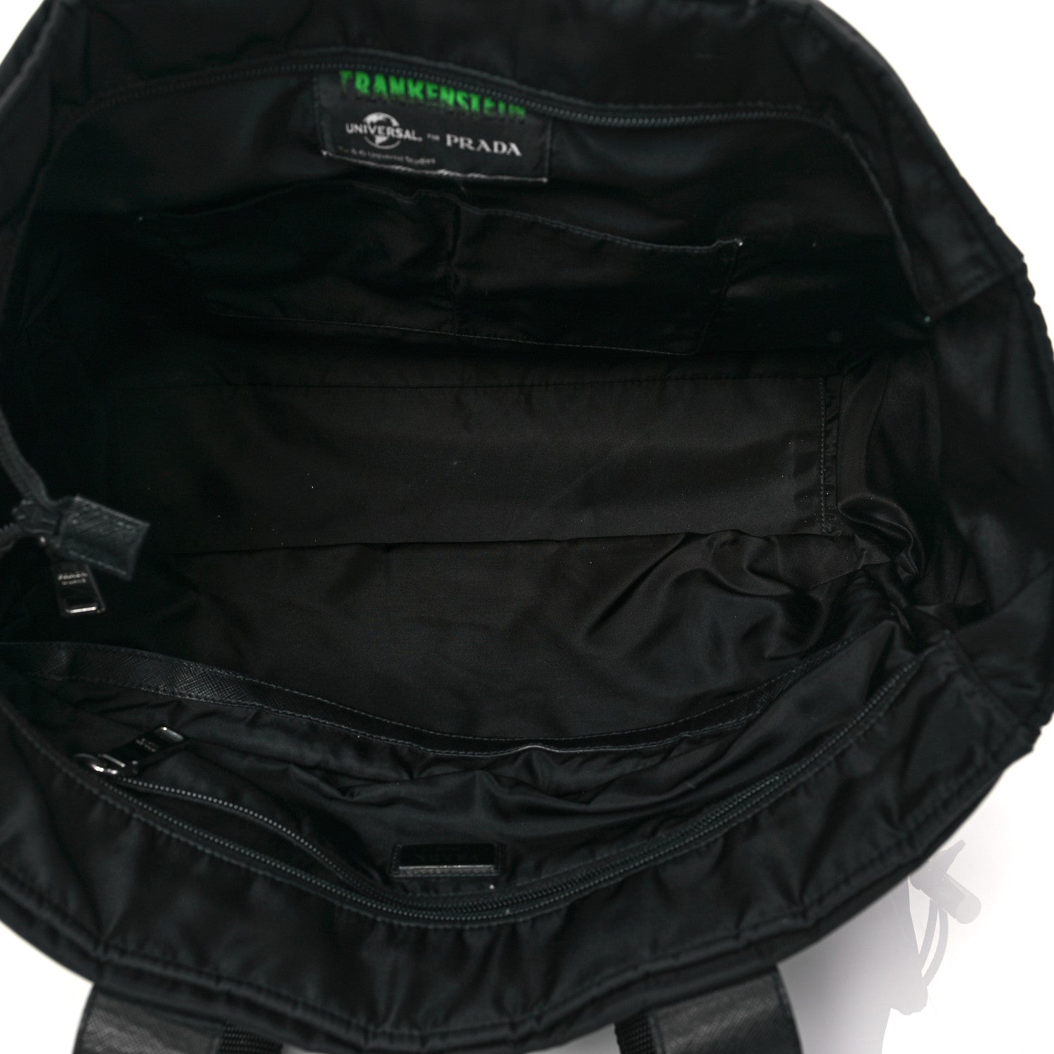 Prada X UNIVERSAL STUDIOS Tessuto Nylon Montagna Frankenstein Heart Tote Black 5 of 12