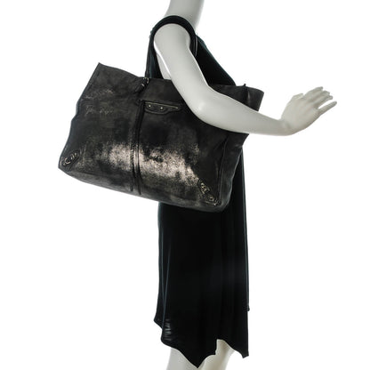 Balenciaga Metallic Calfskin Milkyway Papier A4 Tote Black 2 of 7