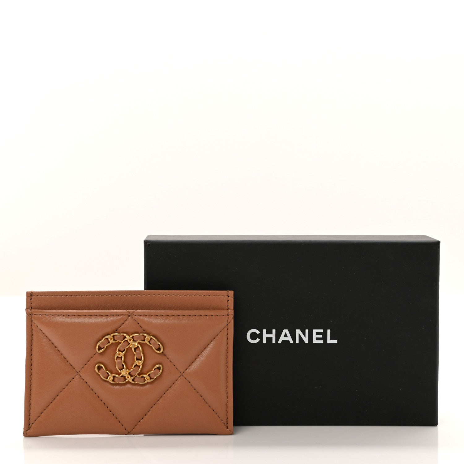 Chanel Lambskin Quilted Chanel 19 Card Holder Brown 9 of 9