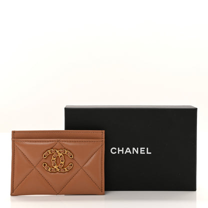 Chanel Lambskin Quilted Chanel 19 Card Holder Brown 9 of 9