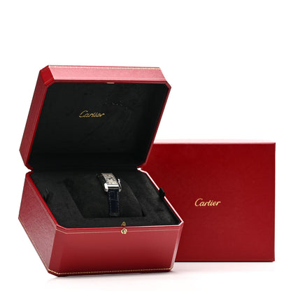 Cartier Stainless Steel Alligator 19mm Tank Americaine Quartz Watch Blue 6 of 6