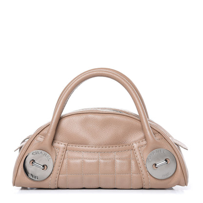 Chanel Caviar Square Stitched Bowler Tote Dark Beige 1 of 9