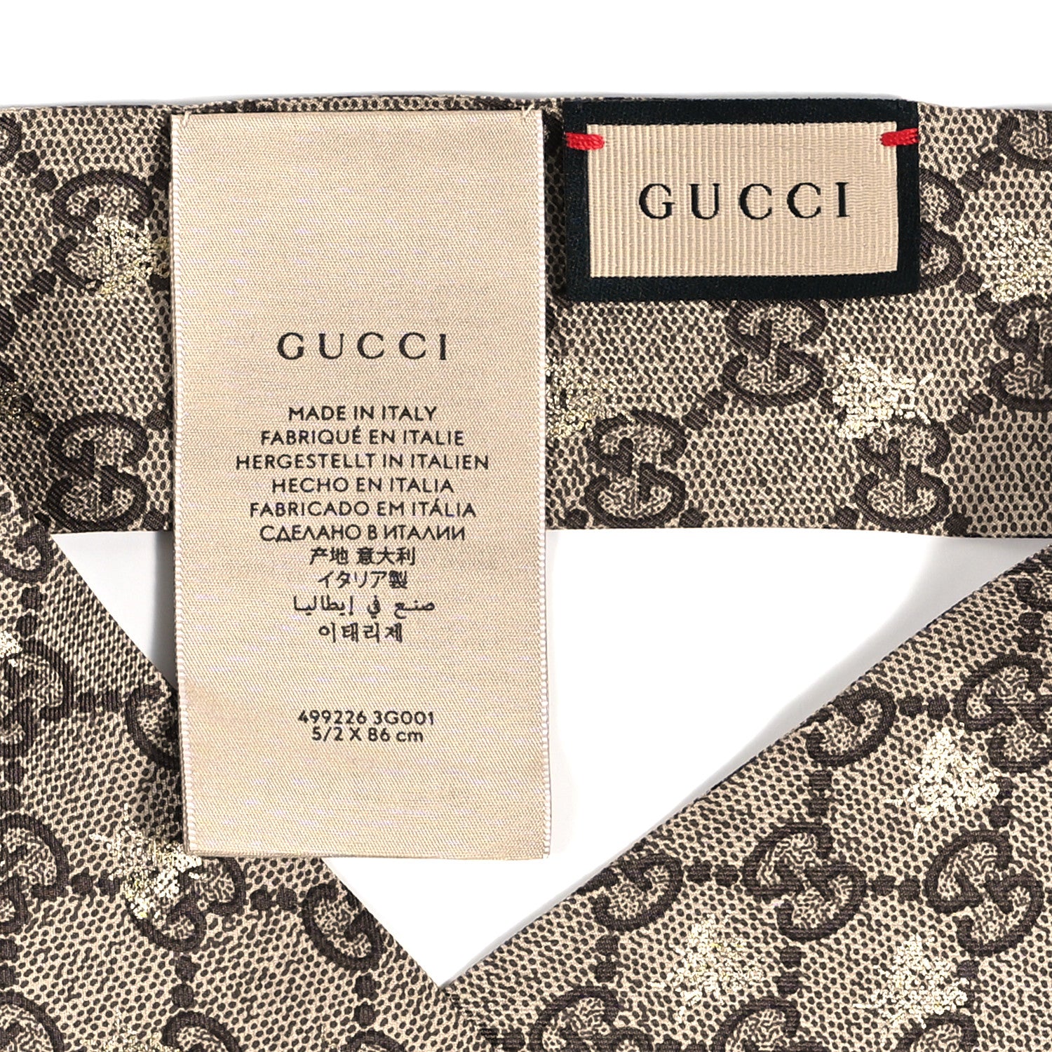 Gucci Silk Twill GG Monogram GG Bee Neck Bow Scarf Black Red 3 of 4