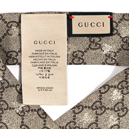 Gucci Silk Twill GG Monogram GG Bee Neck Bow Scarf Black Red 3 of 4