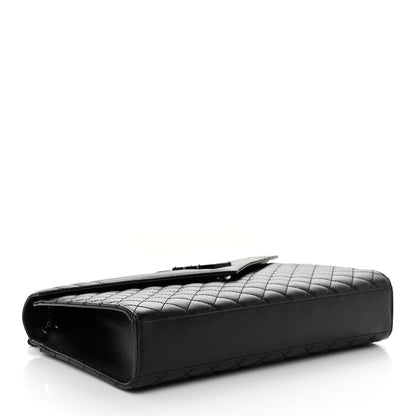 Saint Laurent Grain De Poudre Textured Mixed Matelasse Large Triquilt Monogram Monochrome Satchel Black 4 of 9