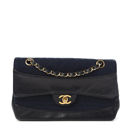 Chanel Lambskin Jersey Quilted Single Flap Dark Blue 1 of 10
