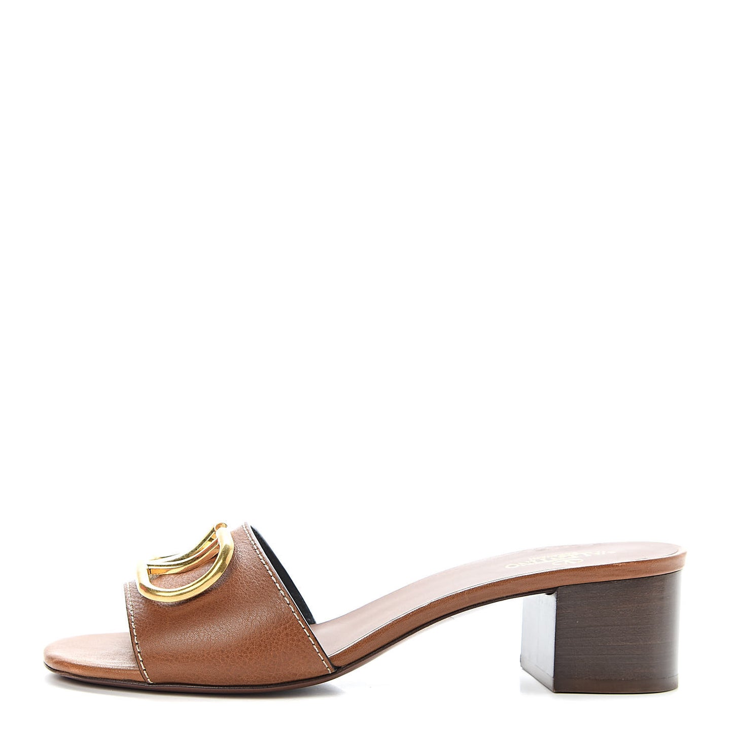 Grainy Cowhide VLogo 45mm Slide Sandals 39.5 Cuoio