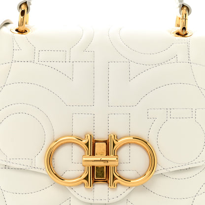 Salvatore Ferragamo Calfskin Quilted Gancini Top Handle Flap Bag White 7 of 11