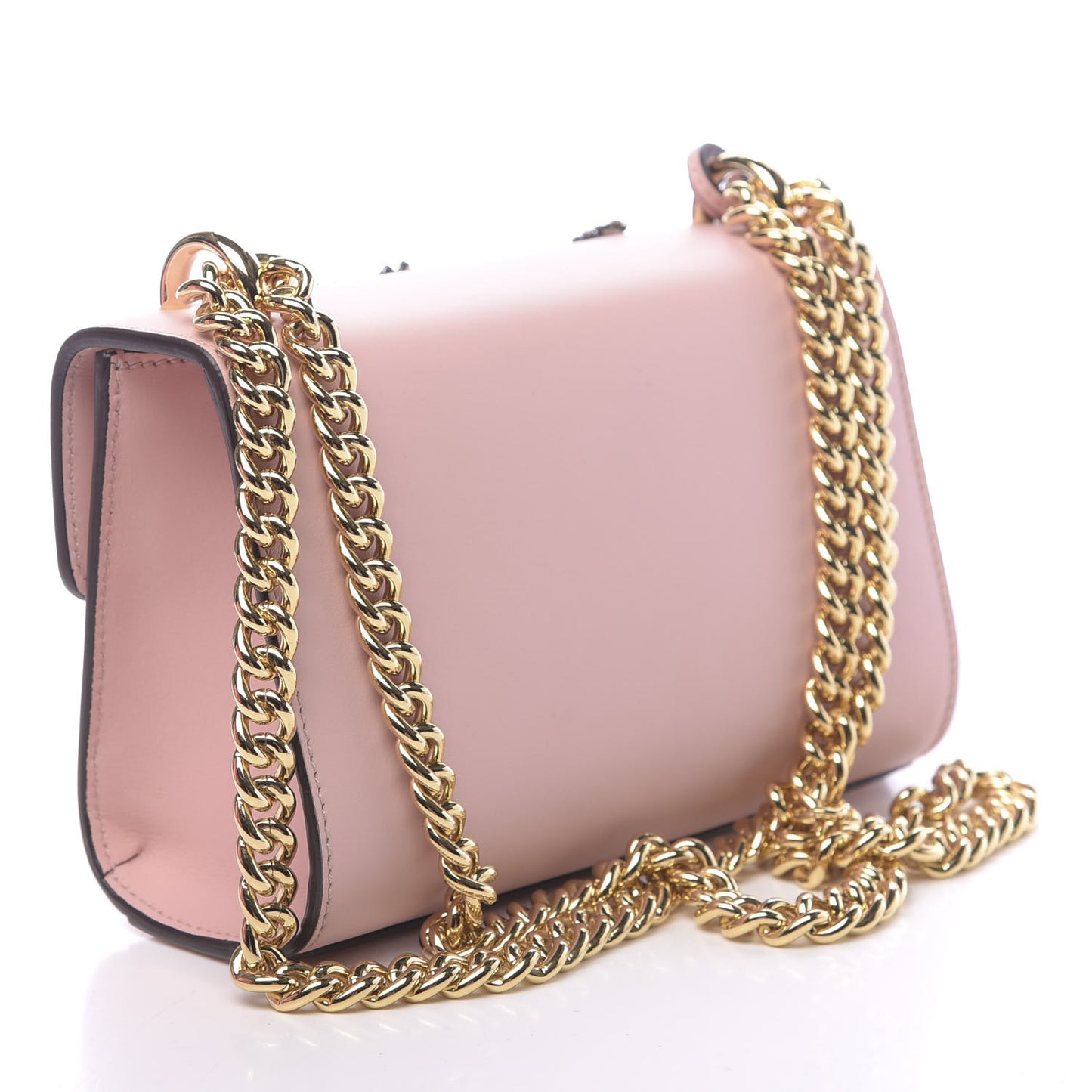 Calfskin Crystal Star Embroidered Small Padlock Shoulder Bag Perfect Pink Multicolor