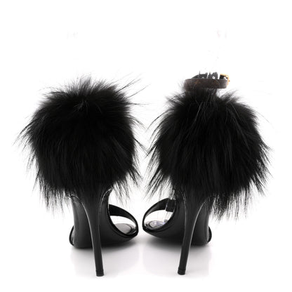 Louis Vuitton Monogram Patent Fur Sandals 38 Black 6 of 11