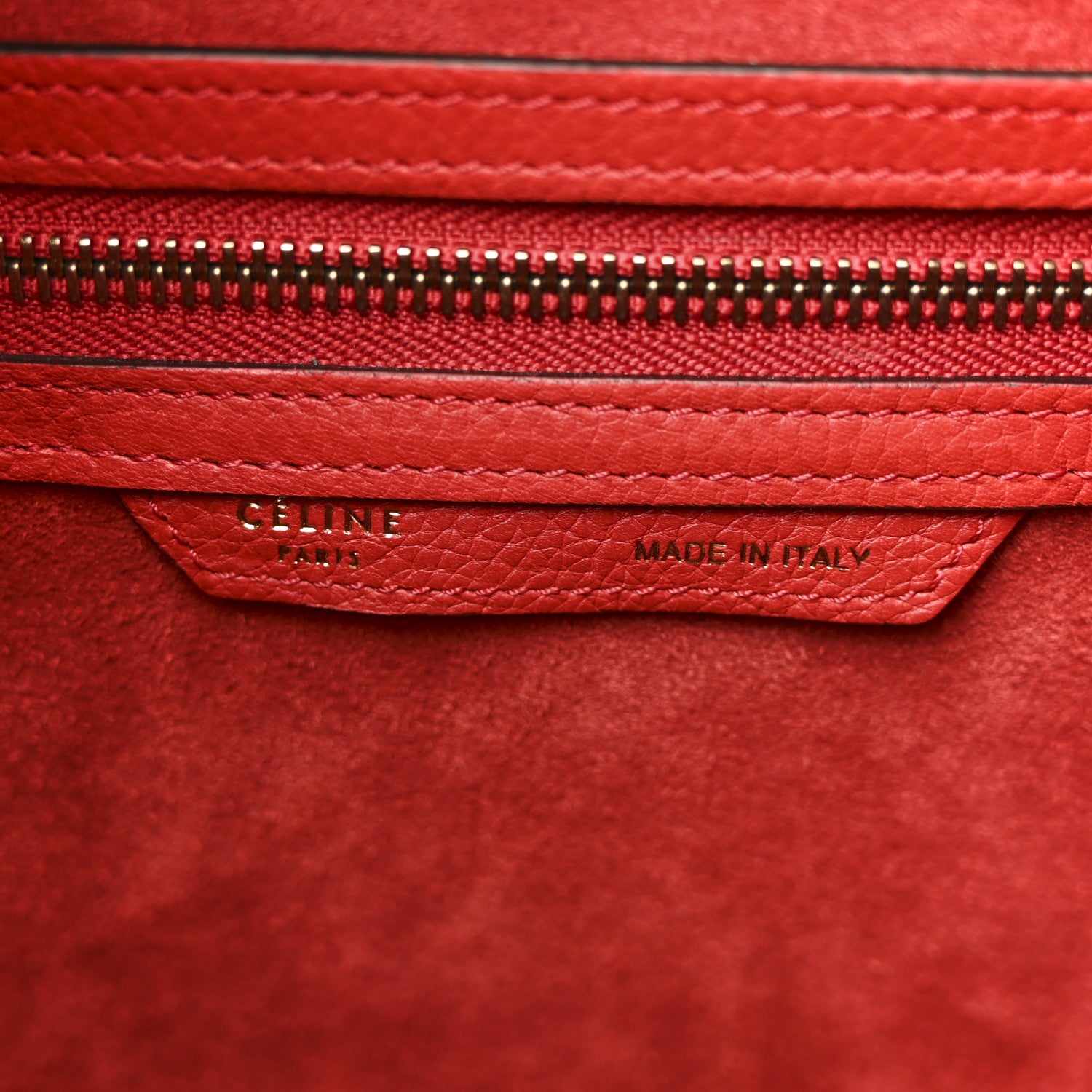 Celine Drummed Calfskin Mini Luggage Coquelicot 6 of 13