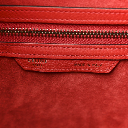 Celine Drummed Calfskin Mini Luggage Coquelicot 6 of 13