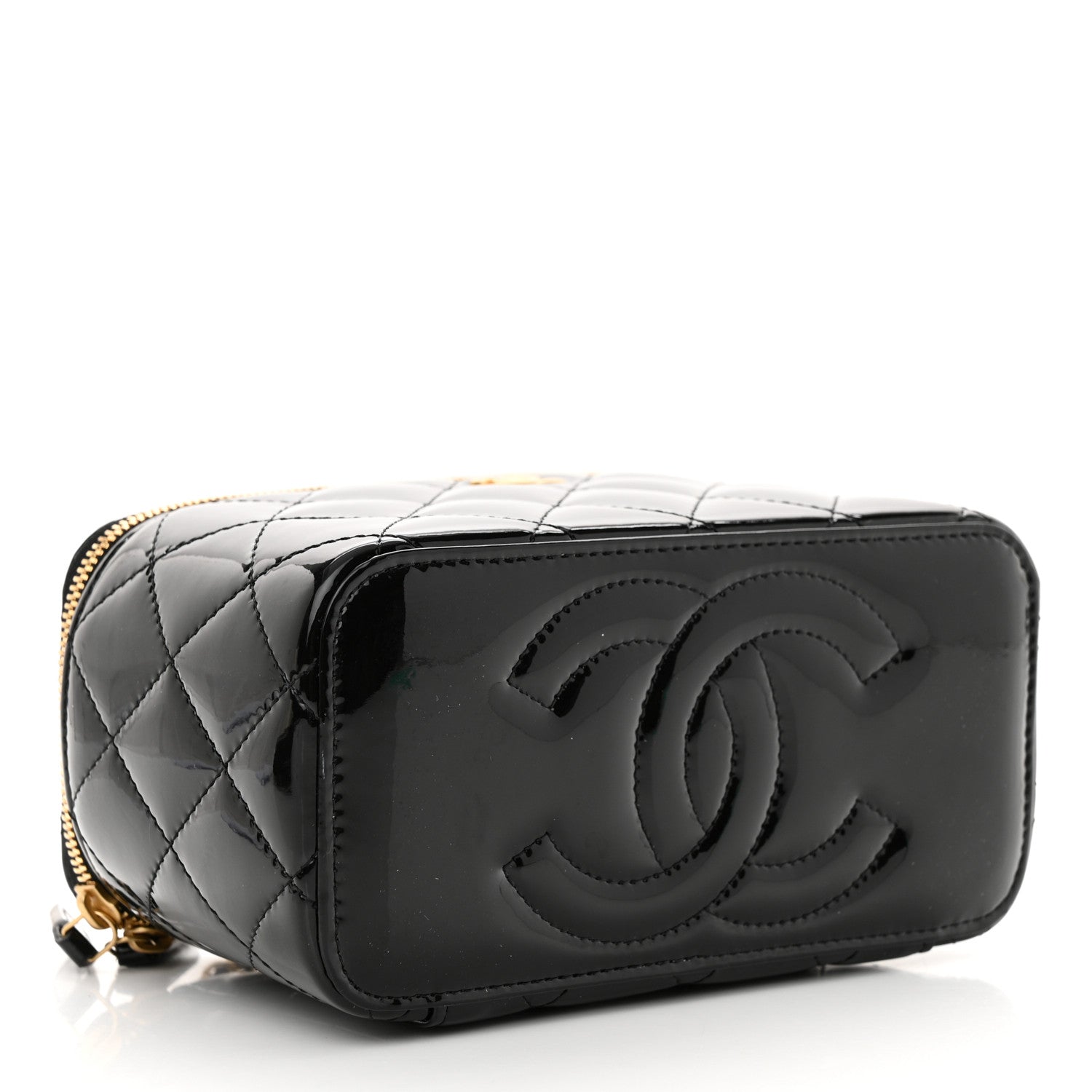 Chanel atent Enamel Quilted Small Coco Hearts Vanity Case With Chain Black 4 of 11