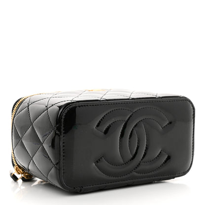 Chanel atent Enamel Quilted Small Coco Hearts Vanity Case With Chain Black 4 of 11