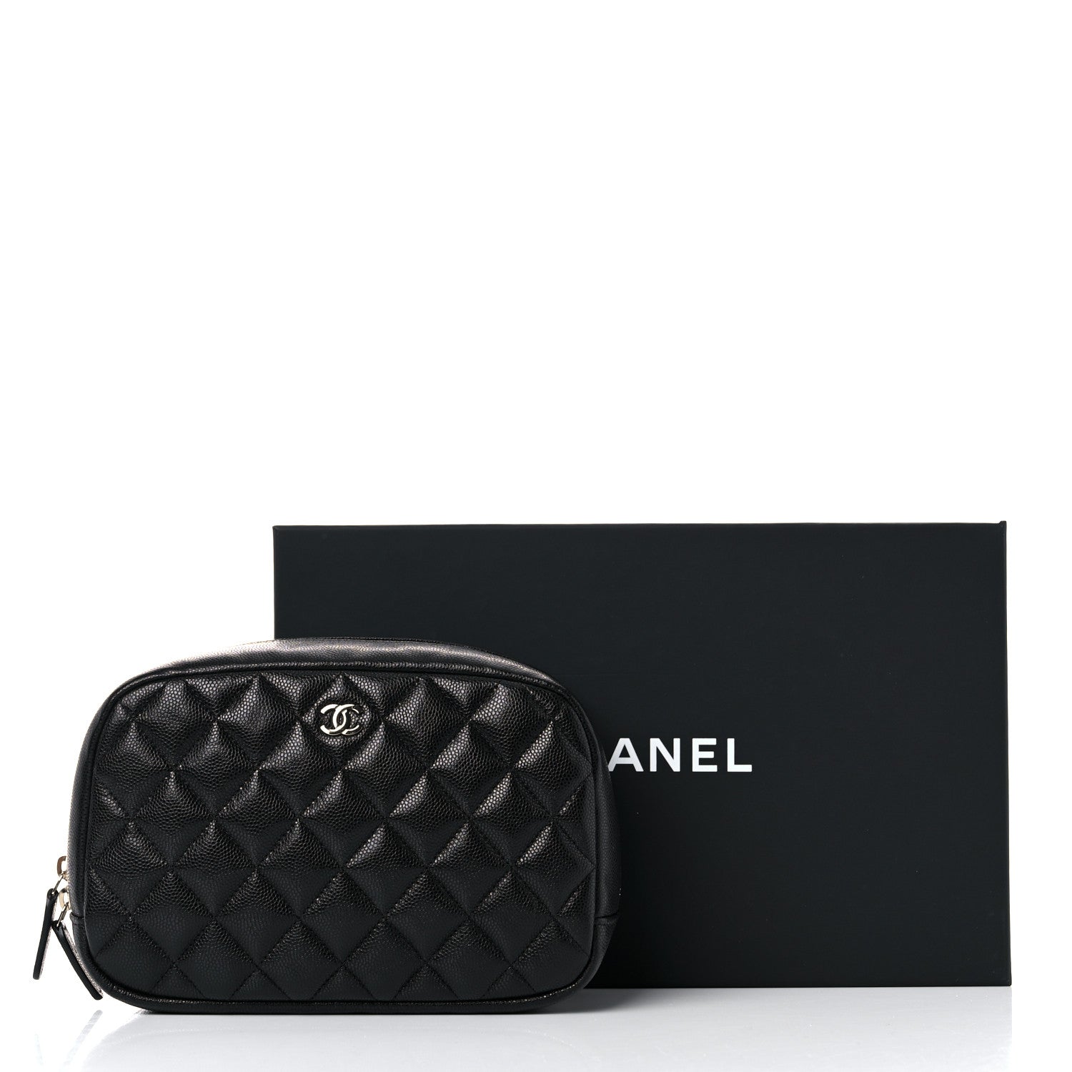 Chanel Caviar Quilted Curvy Pouch Cosmetic Case Black 10 of 10