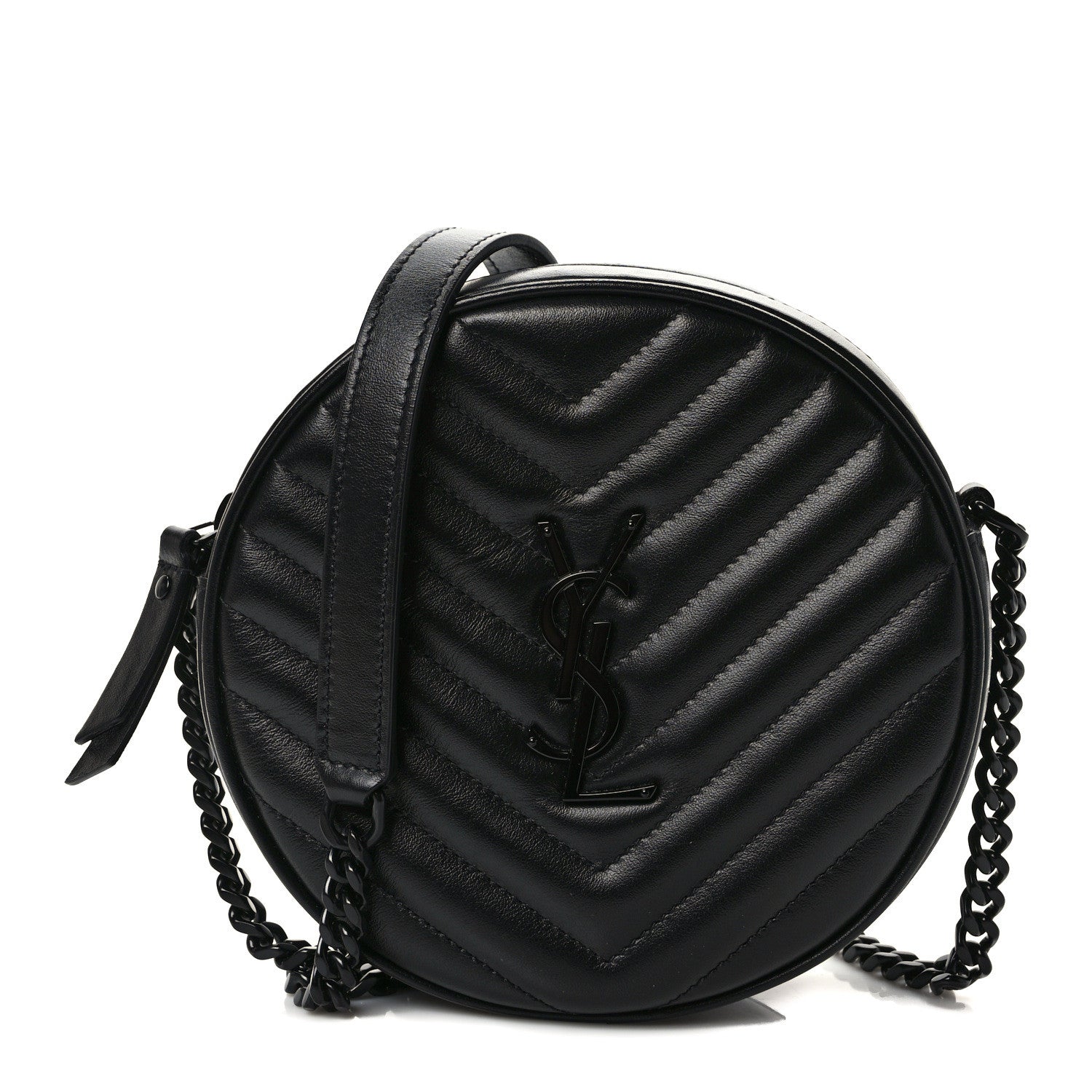 Saint Laurent Calfskin Matelasse Chevron Round Vinyle Camera Bag Black 1 of 9