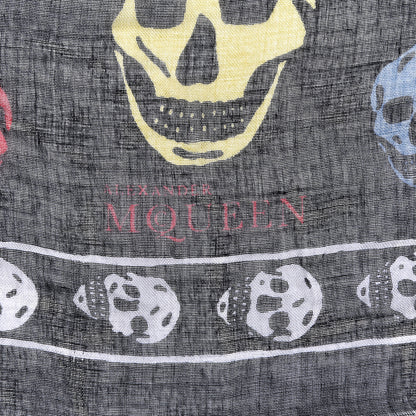 Alexander McQueen Silk Chiffon Skull Scarf Black Multicolor 4 of 4