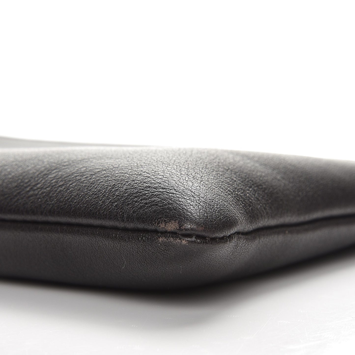 Pebbled Calfskin Large Bamboo Clutch Dark Brown