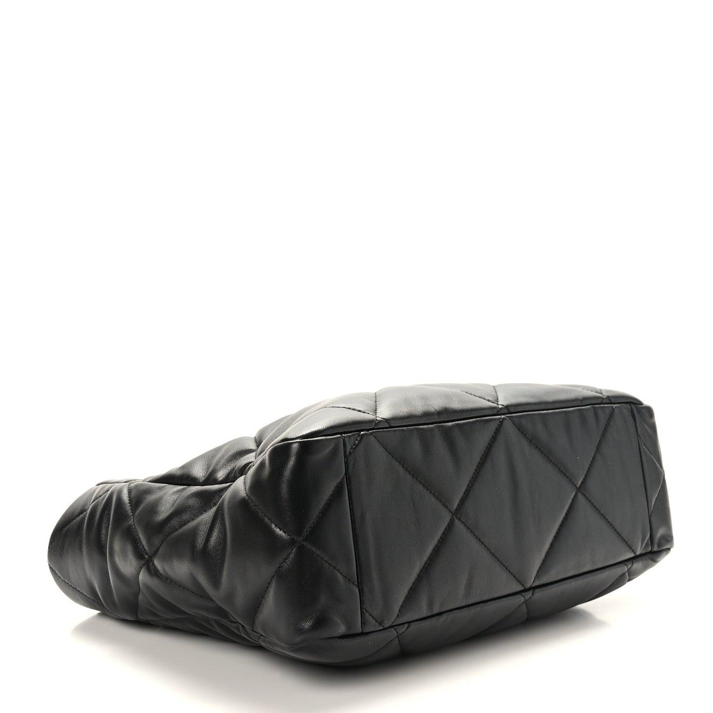 Lambskin Quilted Chanel 19 East West Shopping Bag Black