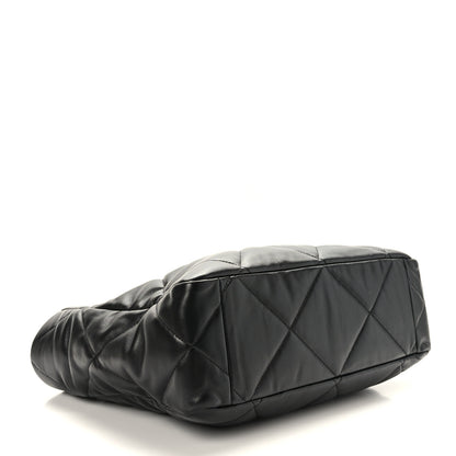 Chanel Lambskin Quilted Chanel 19 East West Shopping Bag Black 4 of 9