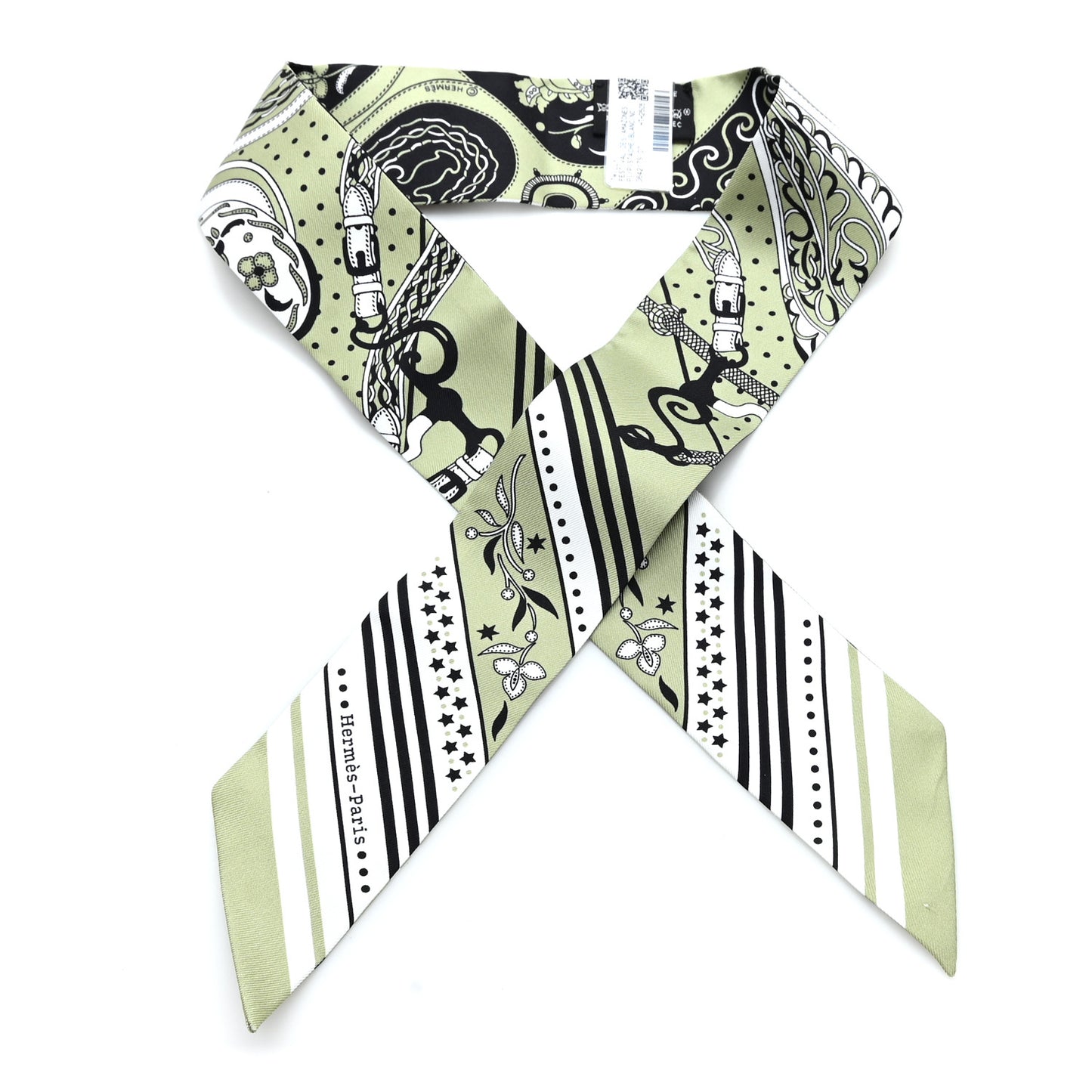Silk Festival Des Amazones Twilly Pistachio Black White