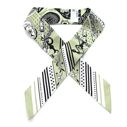 Hermes Silk Festival Des Amazones Twilly Pistachio Black White 1 of 3