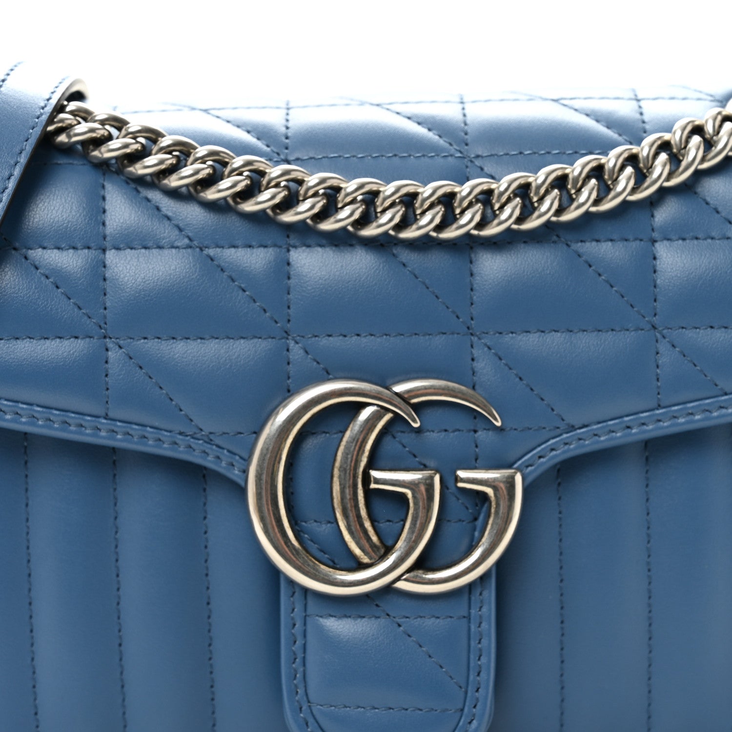 Gucci Calfskin Matelasse Aria Small GG Marmont Shoulder Bag  Clear Blue 8 of 10