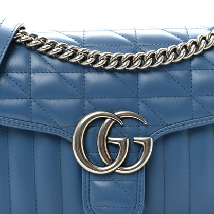 Gucci Calfskin Matelasse Aria Small GG Marmont Shoulder Bag  Clear Blue 8 of 10